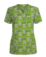 St Patrick's Day Lucky Clover Nurse Scrub Top