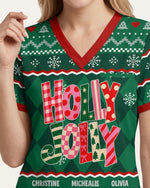 Personalized Name Holly Jolly Christmas Gift For Nurse Coworker Top