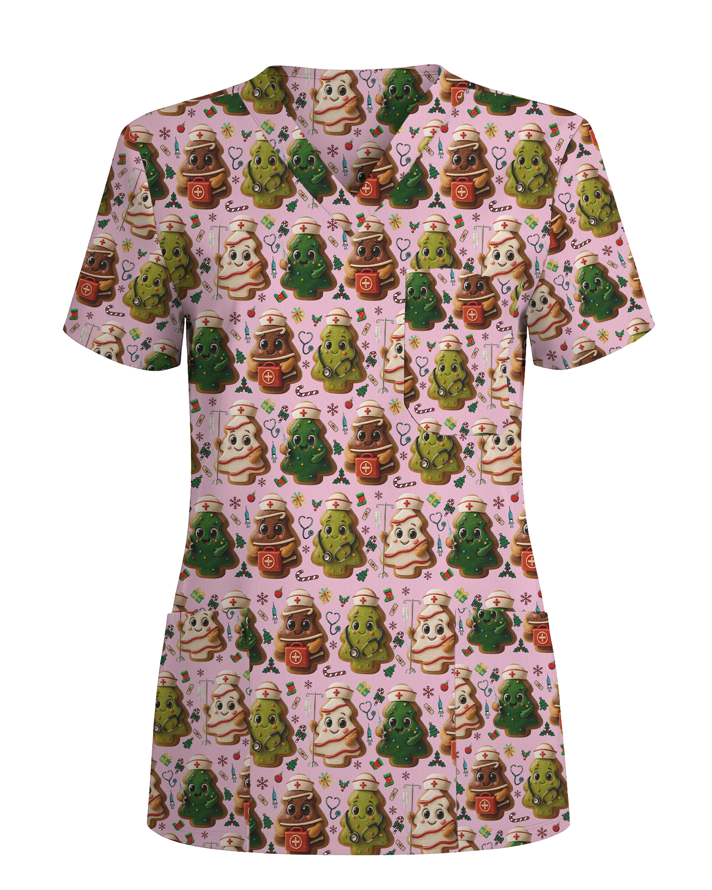 Sweet Christmas Tree Cookie Nurse Scrub Top
