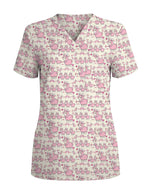 Pink Cute Llama Nurse Medical Scrub Top