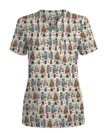 Funny Nutcracker Nurse Christmas Scrub Top