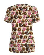 Cute Cartoon Heart Medical Scrub Top