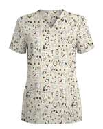 Cute Nurse Cat Christmas Medical Scrub Top