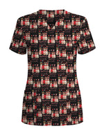 Cute Valentine Cat Heartbeat Scrub Top