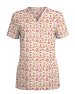 Sweet Cupid Cake Berry Valentine Scrub Top