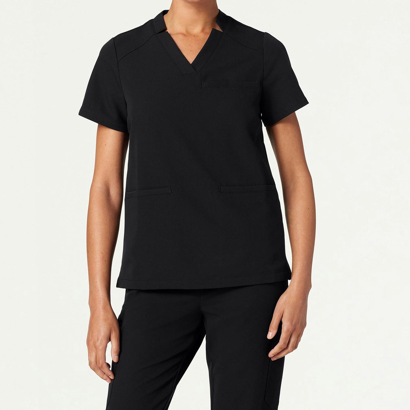 Women’s Classic Fit Notched V-Neck Scrub Top with 3 Pockets and Side Vents