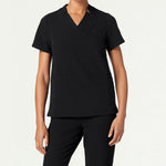 Women’s Classic Fit Notched V-Neck Scrub Top with 3 Pockets and Side Vents