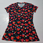 ScrubLoop Summer Strawberry Harvest Women Scrub Top