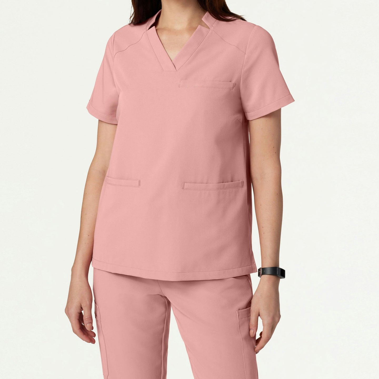 Women’s Classic Fit Notched V-Neck Scrub Top with 3 Pockets and Side Vents