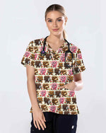 Cute Cartoon Heart Medical Scrub Top