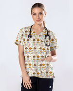 Happy Easter Dachshund Bunny Ears Cute Nurse Scrub Top