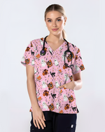 Cute Halloween Ghost Nurse Medical Scrub Top