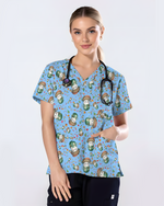 Cute Christmas Pill Capsule Nursing Scrub Top