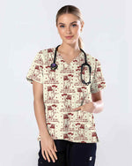 Funny Gas Mask Cat Valentine Scrub Top