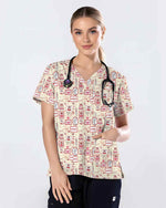 Vintage Nurse Valentine Heart Medical Scrub Top