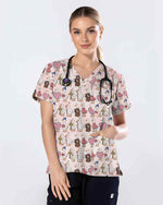 Pink Christian Goose Faith Valentine Medical Scrub Top
