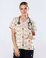 Cute Mother's Day Faith Floral Medical Scrub Top