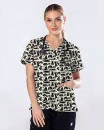 Playful Black Cats Cute Nurse Scrub Top