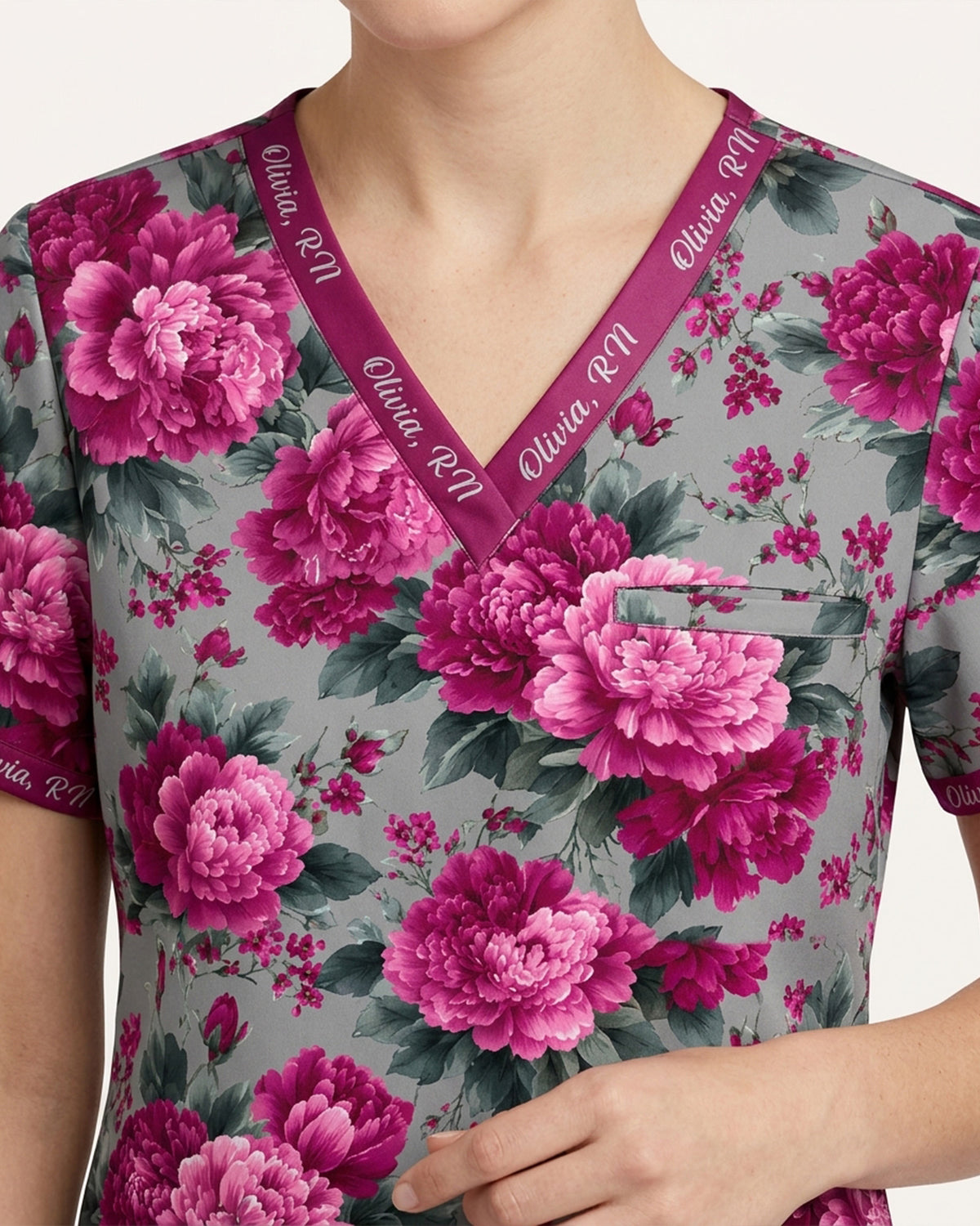 Personalized Text Floral Pattern Gift For Nurse Top