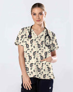 Charming Border Collie Dog Valentine Medical Scrub Top