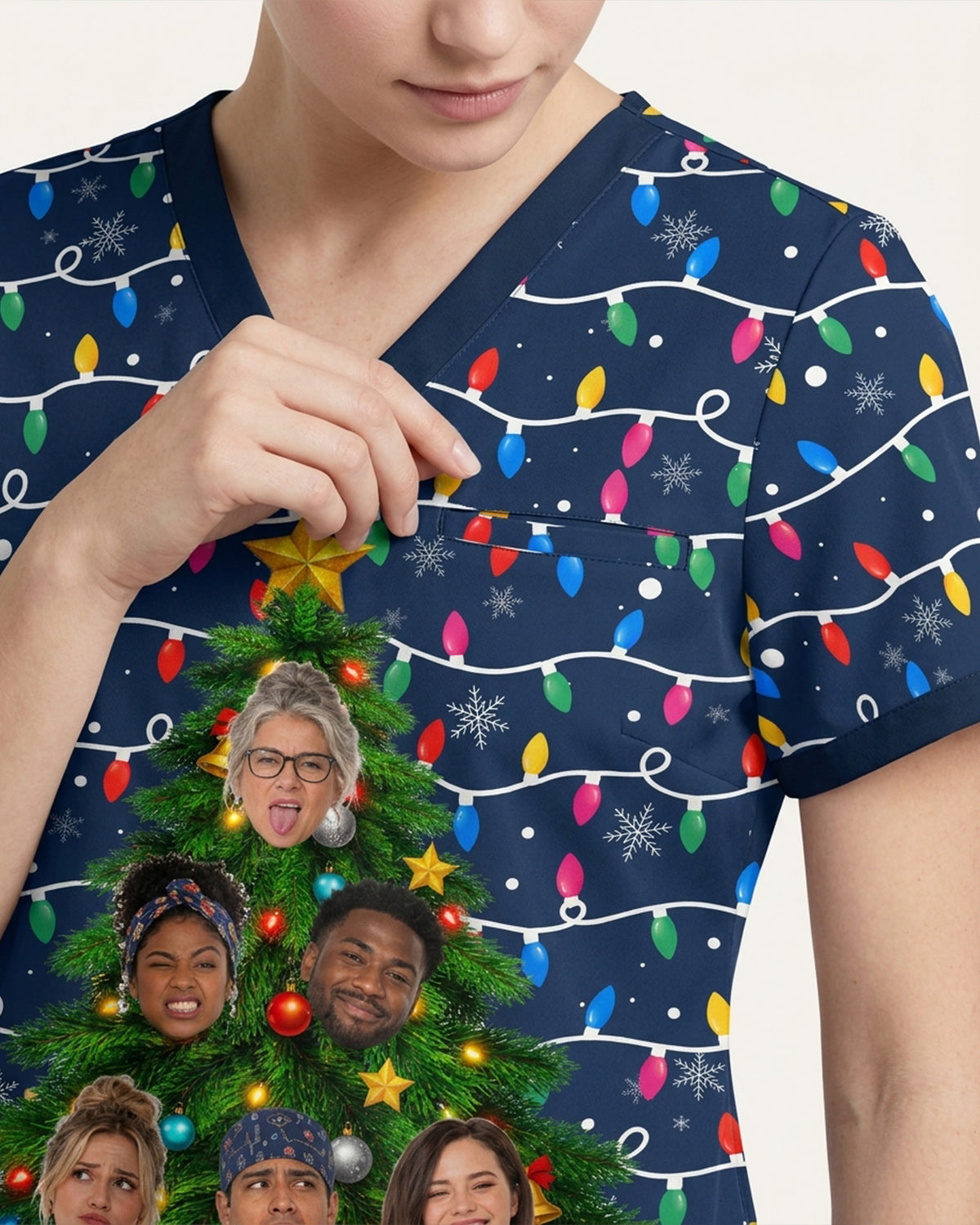 Personalized Photo Night Shift Crew Christmas Tree Funny Gift For Nurse Coworker Top