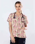 Funny Silent Night Valentine Nurse Scrub Top
