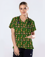 Cute Xmas Kangaroo Medical Scrub Top