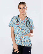 Cute Seagull Crew Medical Nursing Scrub Top