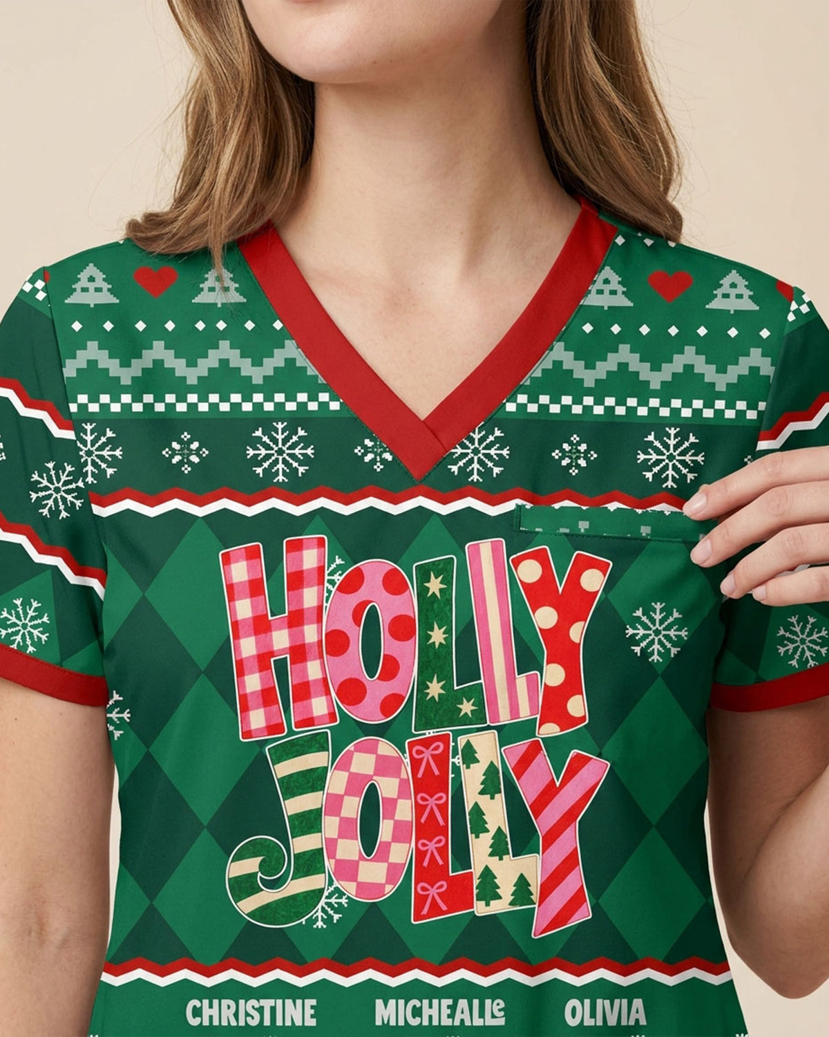 Personalized Name Holly Jolly Christmas Gift For Nurse Coworker Top