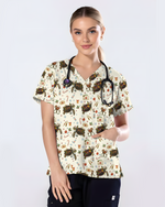 Cute Christmas Turtle Medical Scrub Top