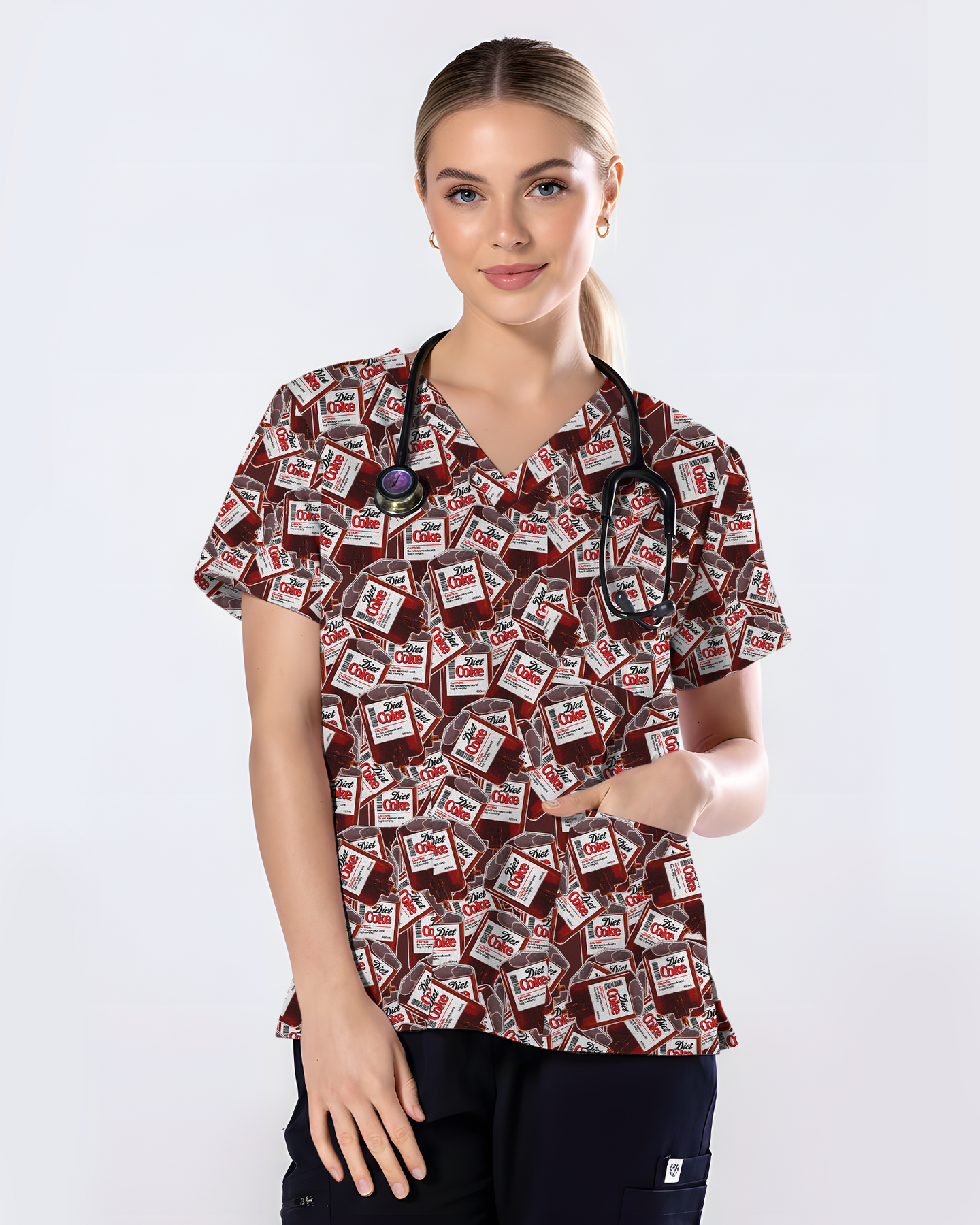 Funny Diet Coke IV Bag Nurse Scrub Top