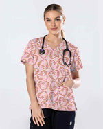Vintage Heart Valentine Medical Scrub Top