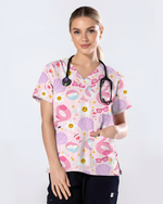 Beachy Vibes Coastal Sunshine Escape Women Scrub Top