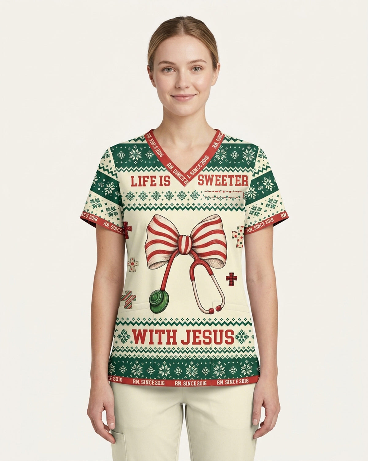 Personalized Job Title And Year Life Is Sweeter With Jesus Christian Christmas Gift For Nurse Top