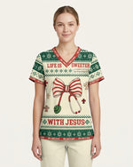 Personalized Job Title And Year Life Is Sweeter With Jesus Christian Christmas Gift For Nurse Top
