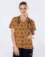 Funny Thanksgiving Dachshund Scrub Top