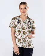 Cute Christmas Dog Medical Scrub Top