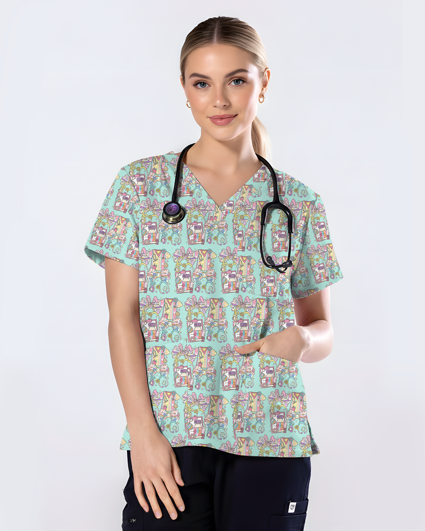 Pastel Medical Tools Medical Scrub Top
