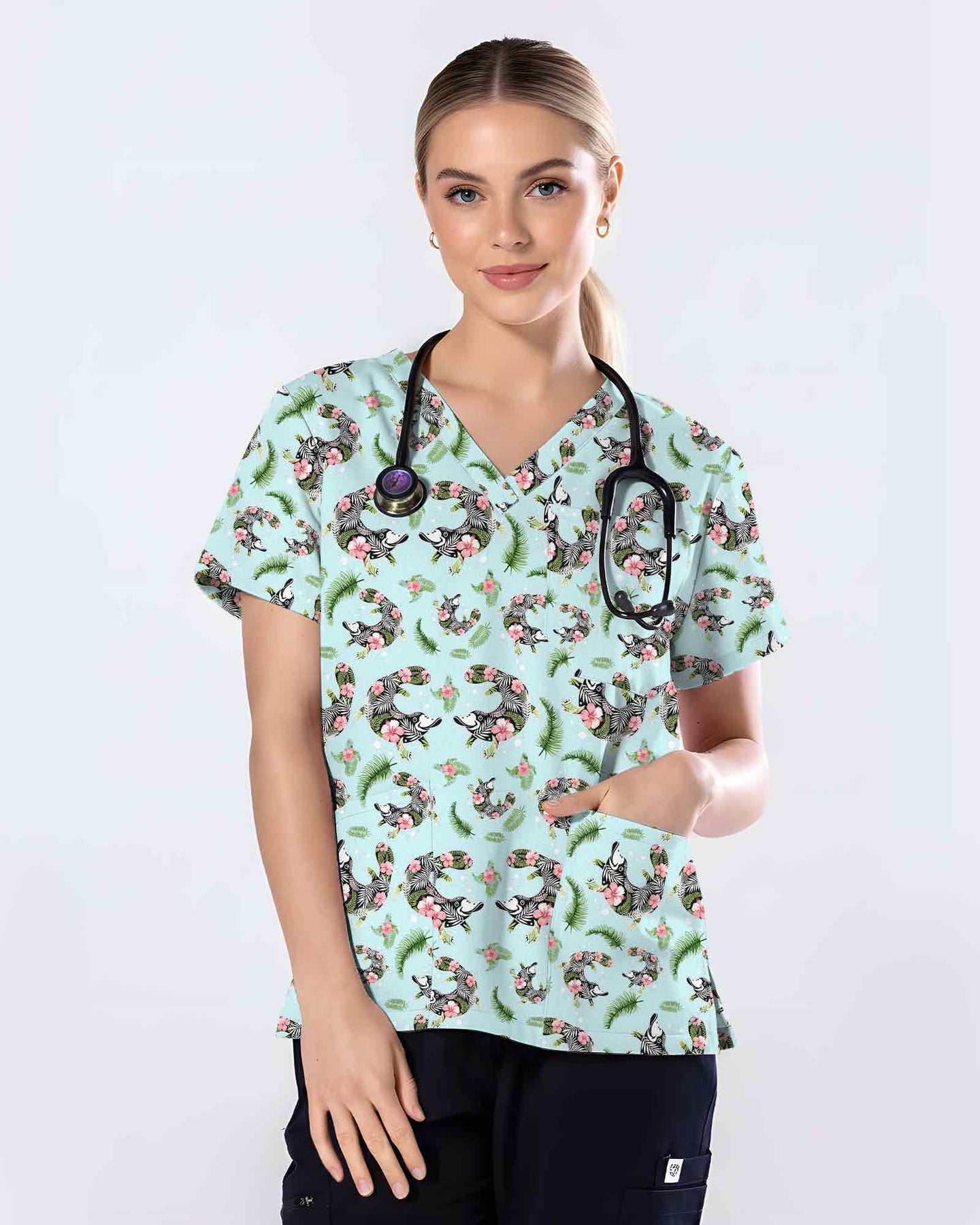 Platypus Tropical Floral Scrub Top