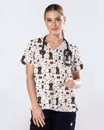 Funny Black Lab Reindeer Scrub Top