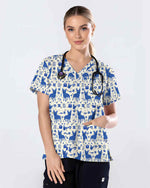 Blue Heeler Dot Art Scrub Top