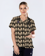 Cute Chibi Cat Christmas Medical Nurse Scrub Top
