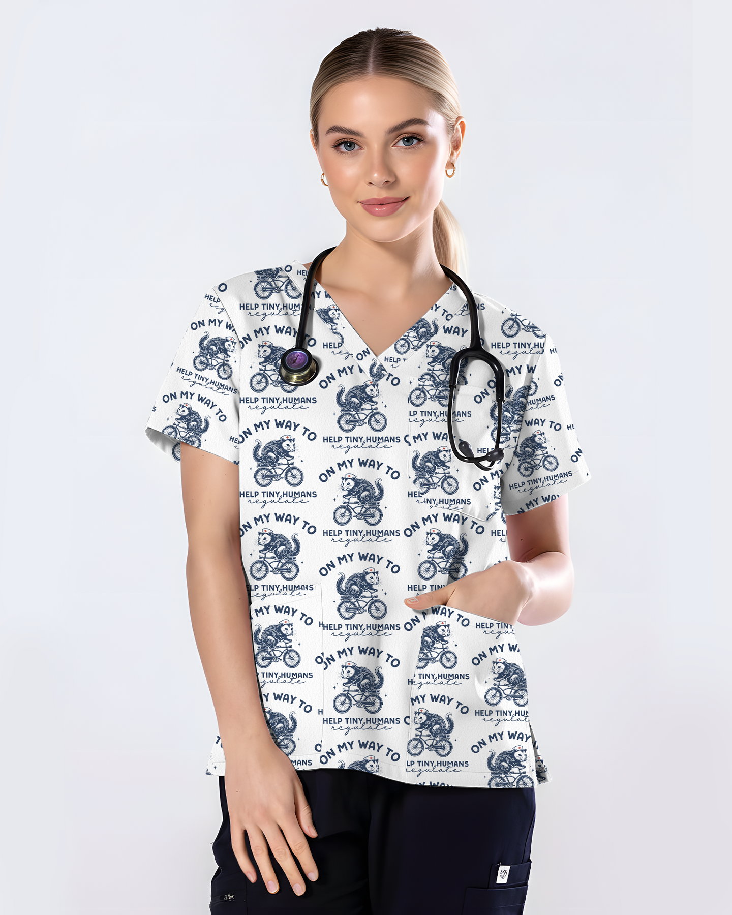 Funny Opossum Pediatric Nurse Scrub Top