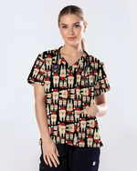 Santa Teeth All I Want For Christmas Dental Scrub Top