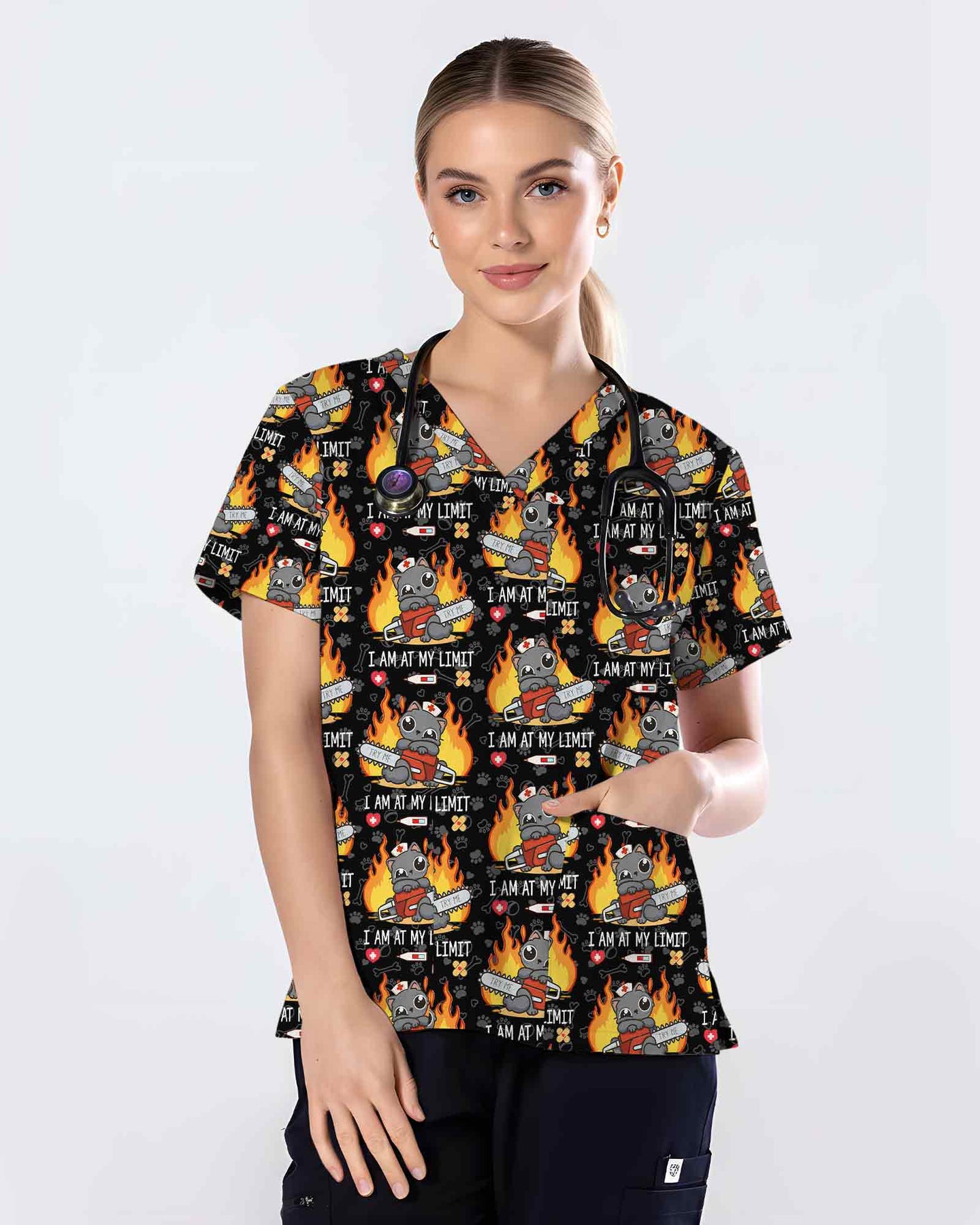 I Am At My Limit Cat Scrub Top