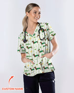 Lucky Dachshunds Patrick's Day Women Scrub Top