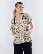 Colorful Dachshund Scrub Top