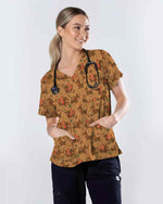 Funny Thanksgiving Dachshund Scrub Top