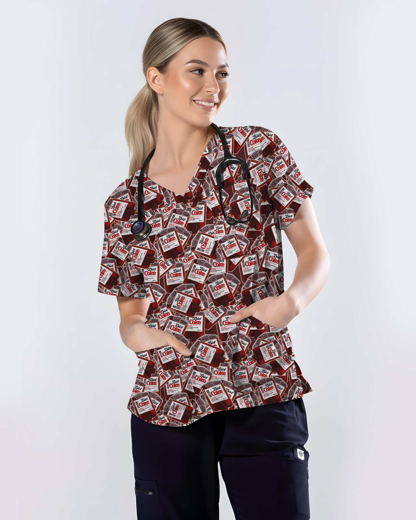 Funny Diet Coke IV Bag Nurse Scrub Top