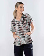 Cute Black Cat Heart Scrub Top